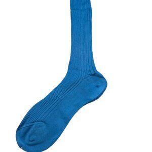 Bresciani 1970 Woman Over the calf 100% Cotton Blue Socks Size Large New W/Tags